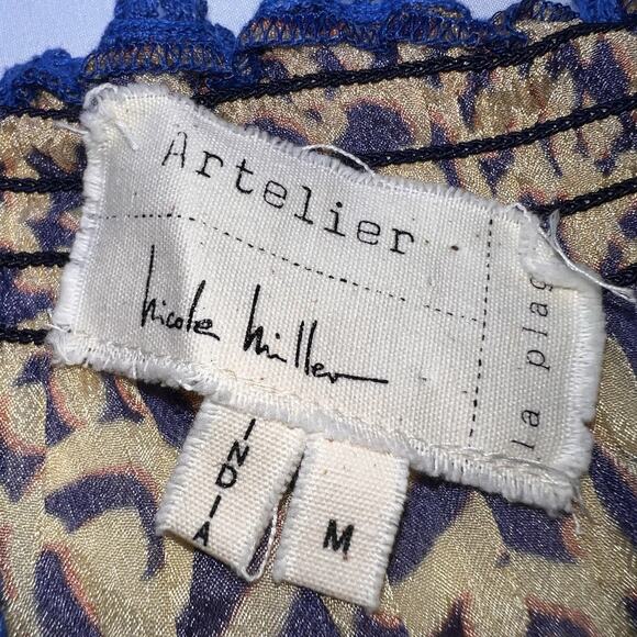 Nicole Miller Artelier Dress Size M Multicolored Leopard Sheer Mini Off Shoulder - Picture 5 of 12